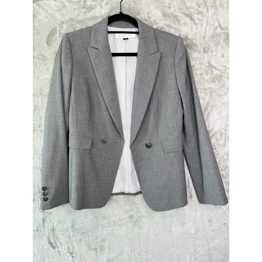 Tahari Arthur S. Levine Blazer Womens‎ 4 Grey Two-Button Lined Jacket Career EUC